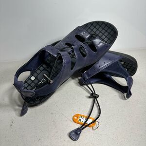 Ecco Sandals Women's 9M 40EU Blue Elastic Slingback Leather Bungee Cord Tie